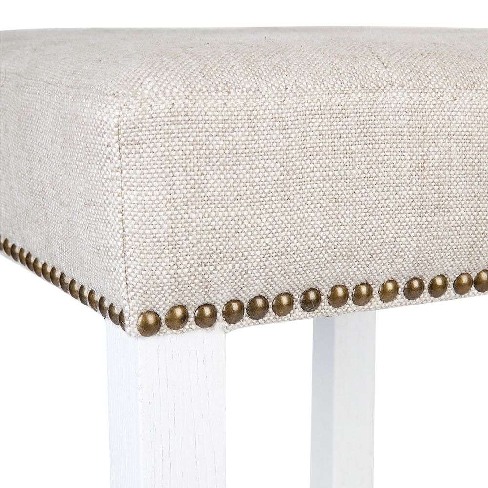 Canyon White Kitchen Stool Natural Linen, 40cm Dia x 66cm H (RRP $583) - Image 4