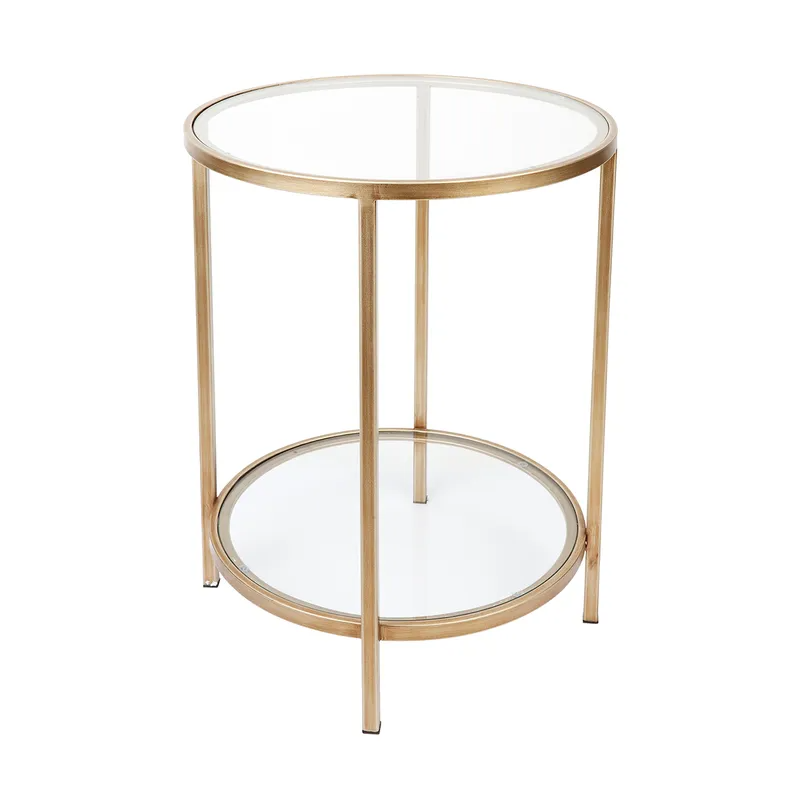Cocktail Glass Round Side Table Antique Gold, 50cm Dia x 66cm H (RRP $583) - Image 3