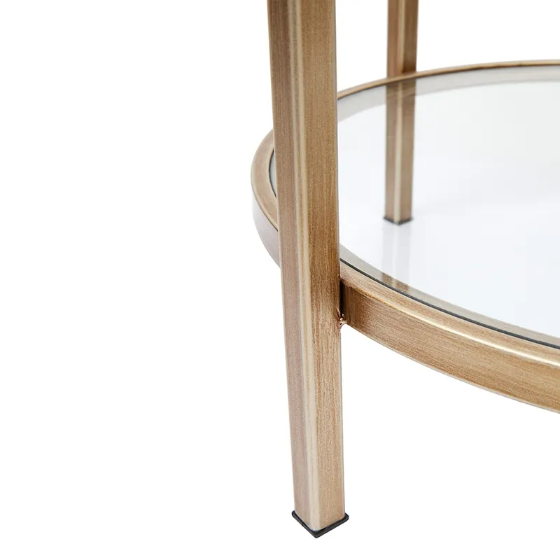 Cocktail Glass Round Side Table Antique Gold, 50cm Dia x 66cm H (RRP $583) - Image 4