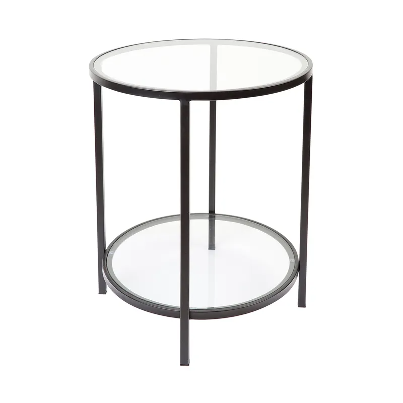 Cocktail Glass Round Side Table Black, 50cm Dia x 66cm H (RRP $429) - Image 3