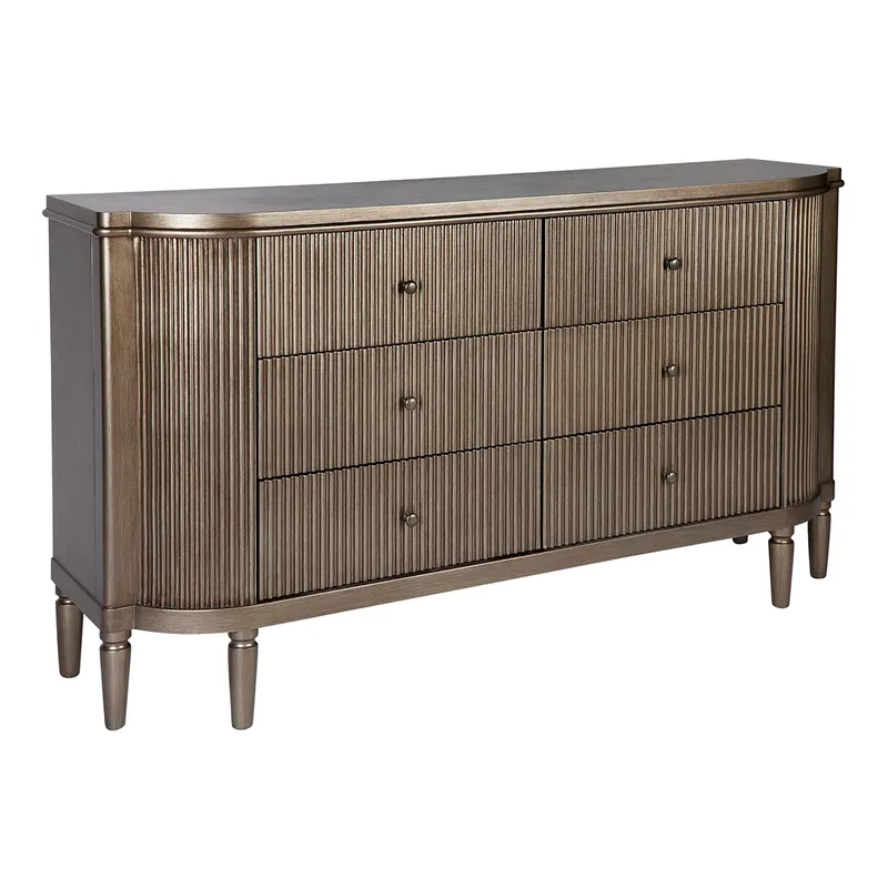 Arielle 6 Drawer Chest Antique Gold, 160cm W x 42cm D x 88cm H (RRP $3839) - Image 3
