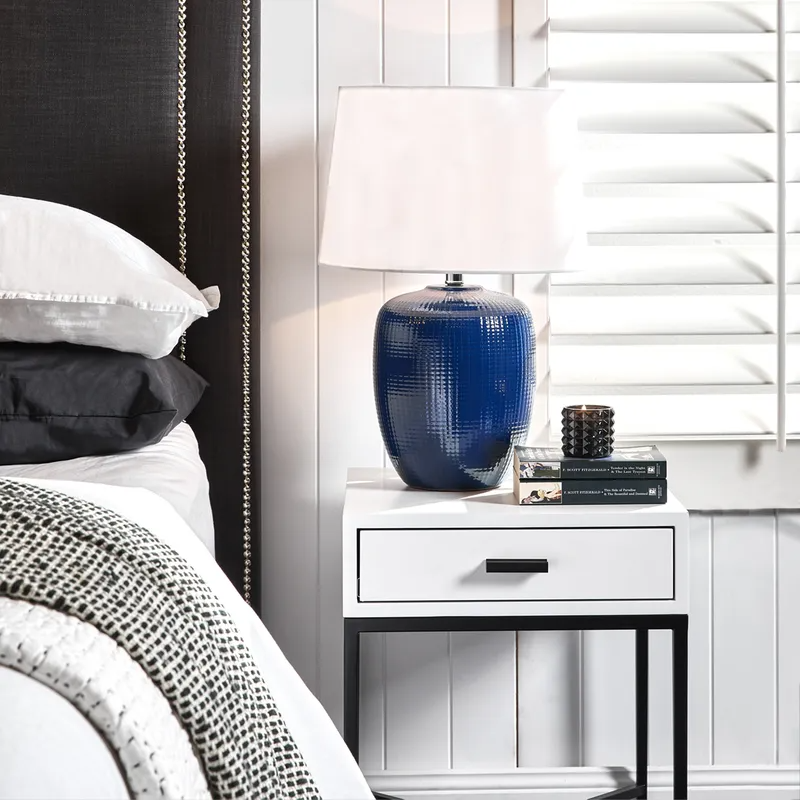 Nessa White Bedside Table Black, 45cm W x 45cm D x 60cm H (RRP $869) - Image 2