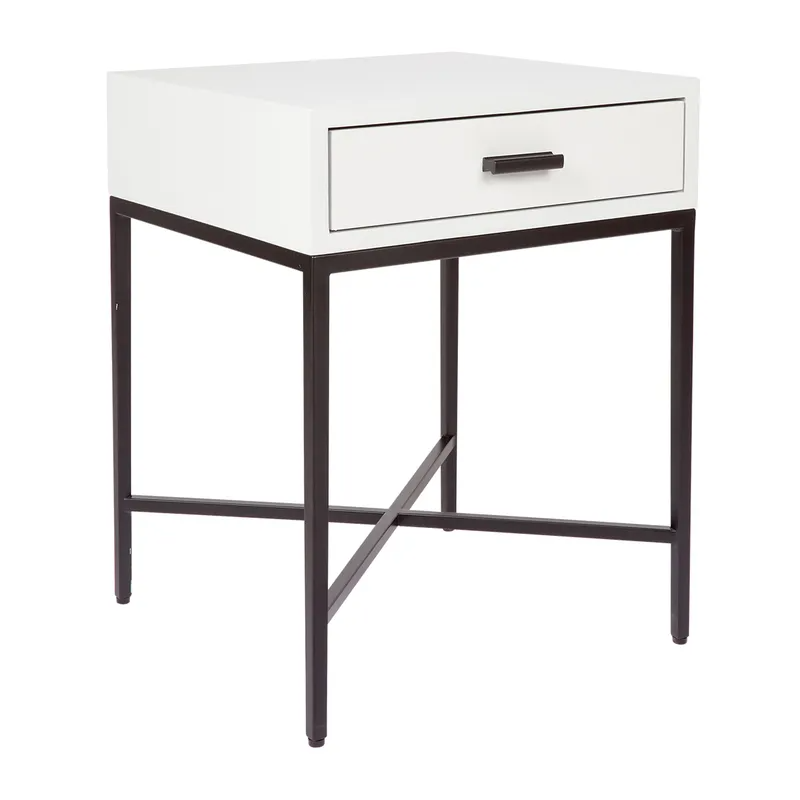 Nessa White Bedside Table Black, 45cm W x 45cm D x 60cm H (RRP $869) - Image 3