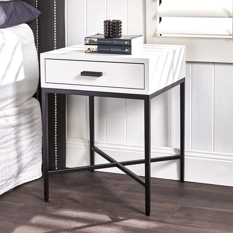 Nessa White Bedside Table Black, 45cm W x 45cm D x 60cm H (RRP $869) - Image 4