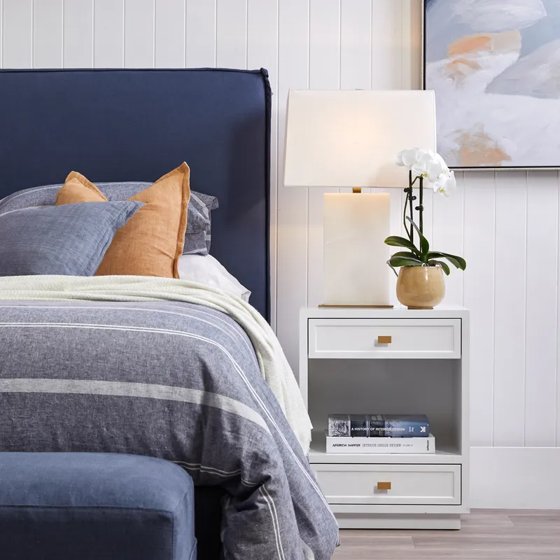 Logan Bedside Table White, 50cm W x 40cm D x 65cm H (RRP $979) - Image 2
