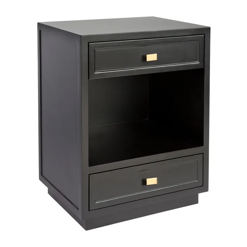 Logan Bedside Table Black, 50cm W x 40cm D x 65cm H (RRP $913) - Image 3