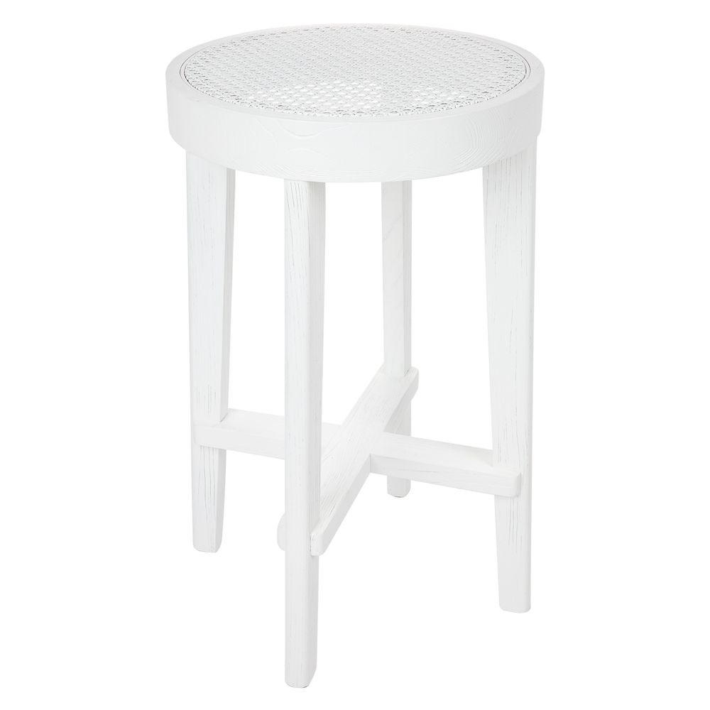 Cape Byron Rattan Kitchen Stool White, 43cm W x 38cm D x 65cm H (RRP $699) - Image 2