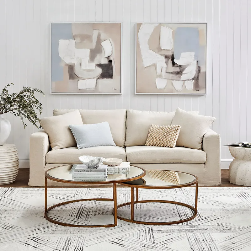 Serene Nesting Coffee Tables Antique Gold, 95cm Dia x 40cm H (RRP $2277) - Image 4