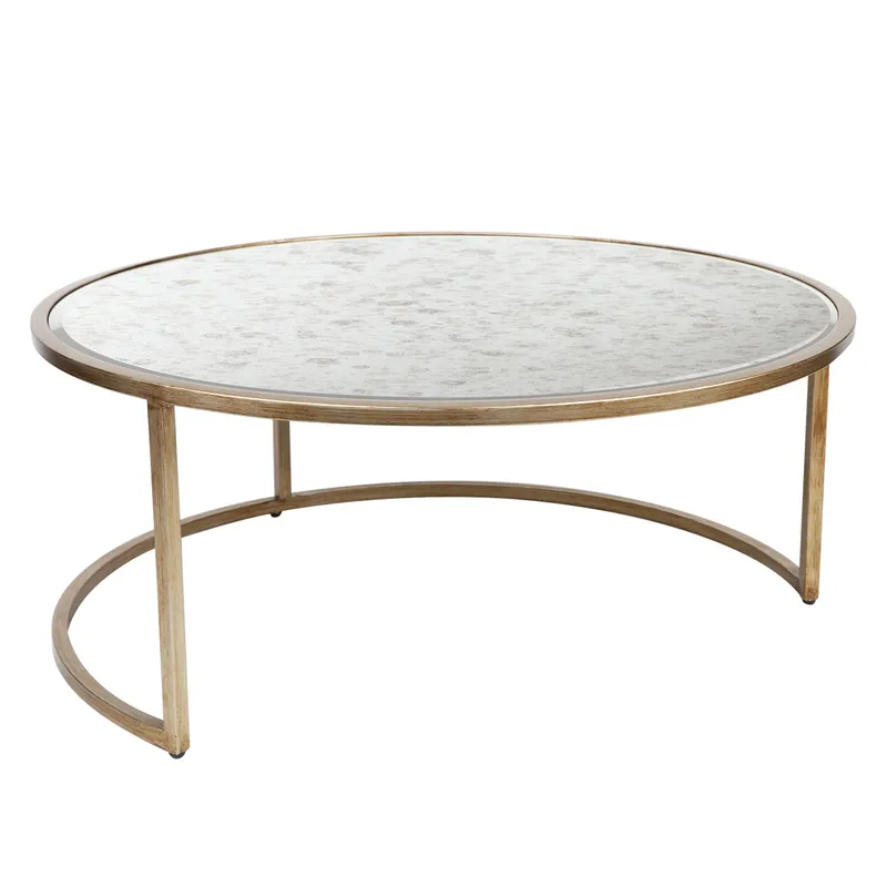 Serene Nesting Coffee Tables Antique Gold, 95cm Dia x 40cm H (RRP $2277) - Image 5