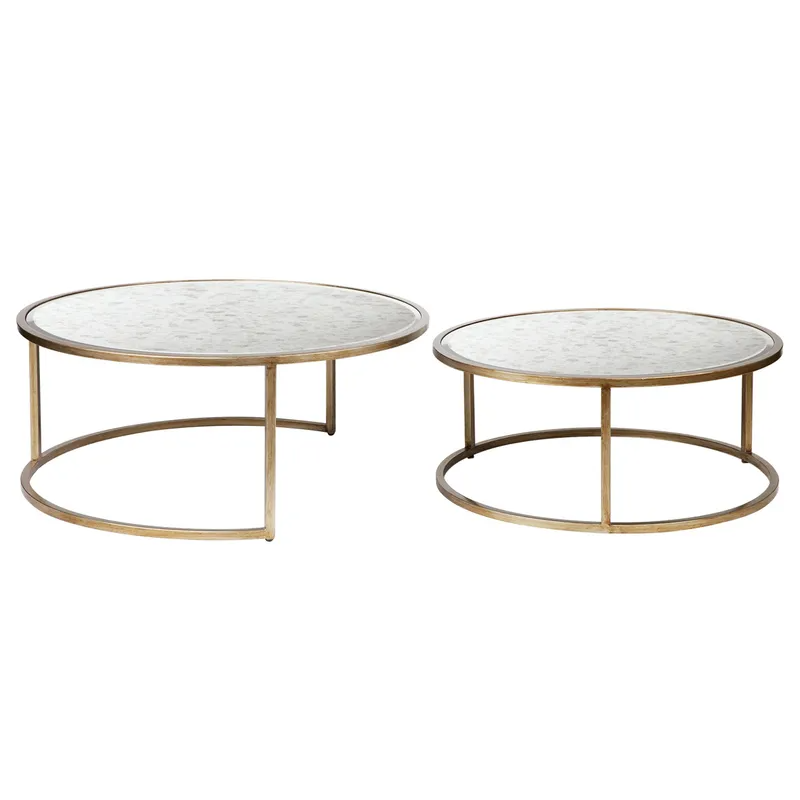 Serene Nesting Coffee Tables Antique Gold, 95cm Dia x 40cm H (RRP $2277) - Image 7