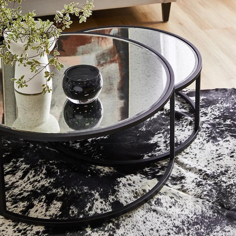 Serene Nesting Coffee Tables Black, 95cm Dia x 40cm H (RRP $2145) - Image 2