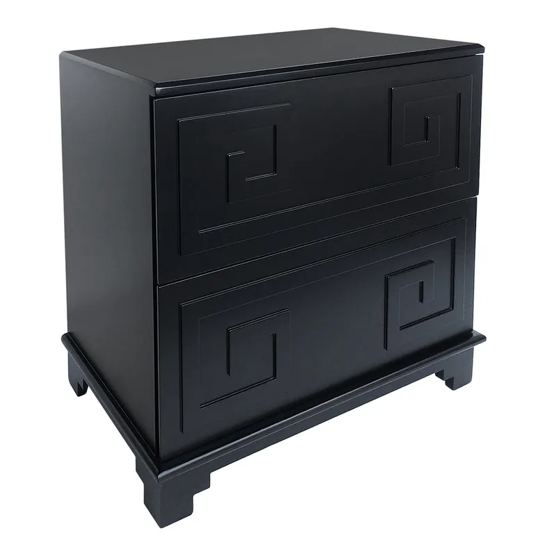 Greek Key Bedside Table Black, 70cm W x 40cm D x 69cm H (RRP $1089) - Image 3