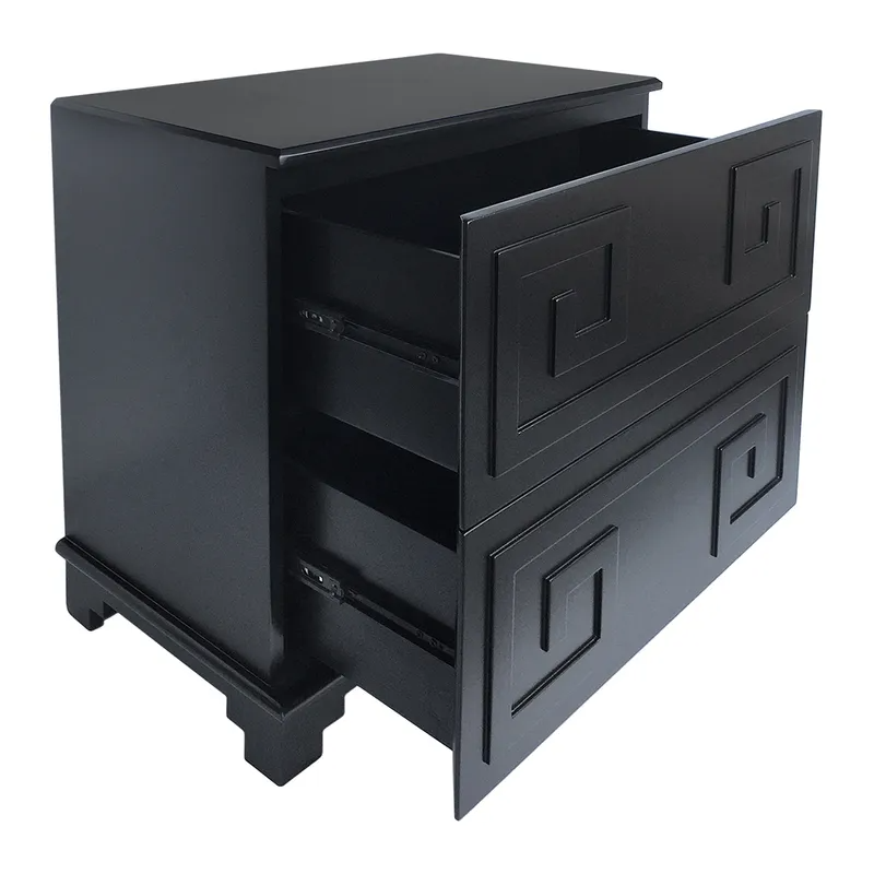 Greek Key Bedside Table Black, 70cm W x 40cm D x 69cm H (RRP $1089) - Image 5
