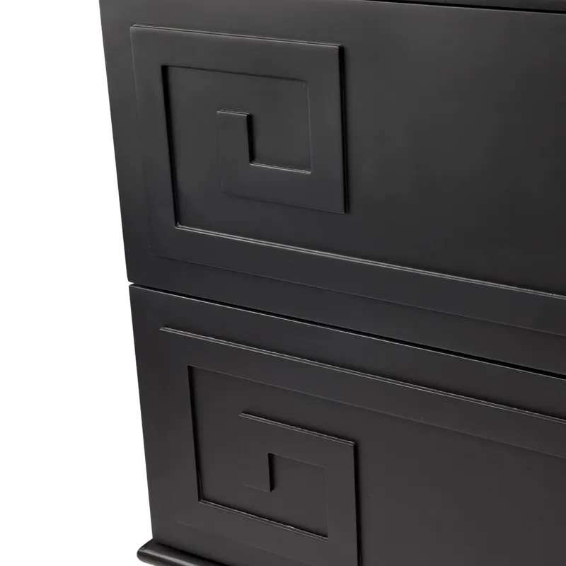 Greek Key Bedside Table Black, 70cm W x 40cm D x 69cm H (RRP $1089) - Image 7