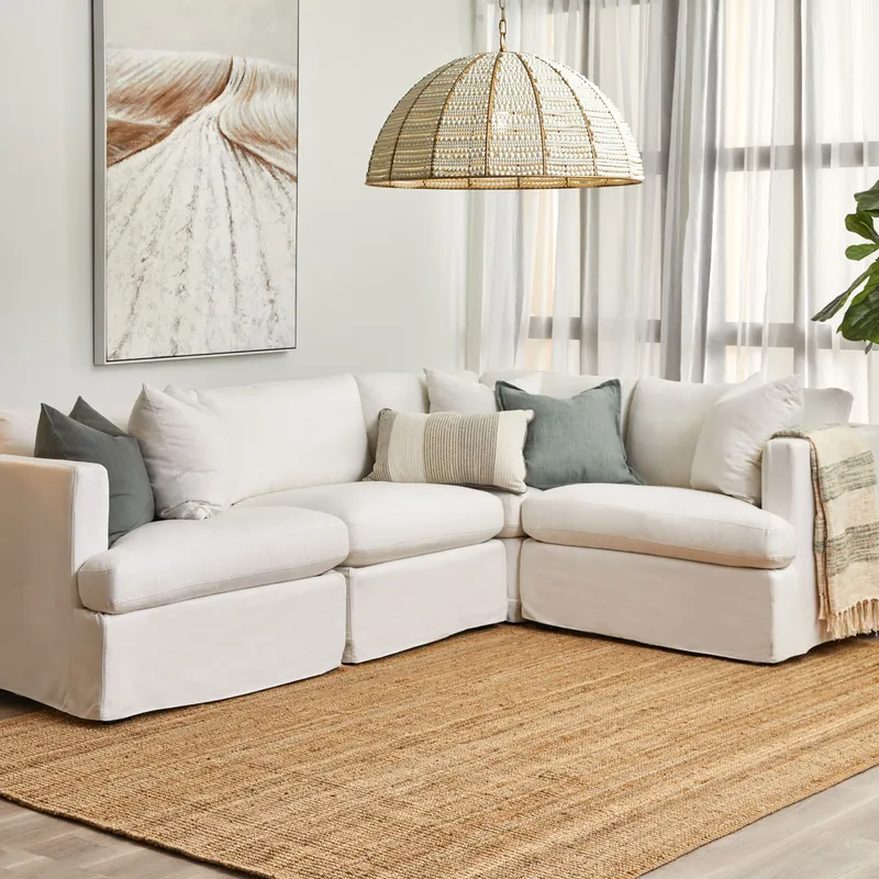 Birkshire Slip Cover Corner Seat Chair White Linen, 96cm W x 96cm D x 85cm H (RRP $2189) - Image 2