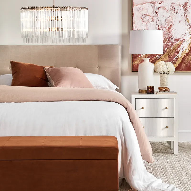 Ariana Bedside Table Small White, 50cm W x 40cm D x 65cm H (RRP $1155) - Image 2