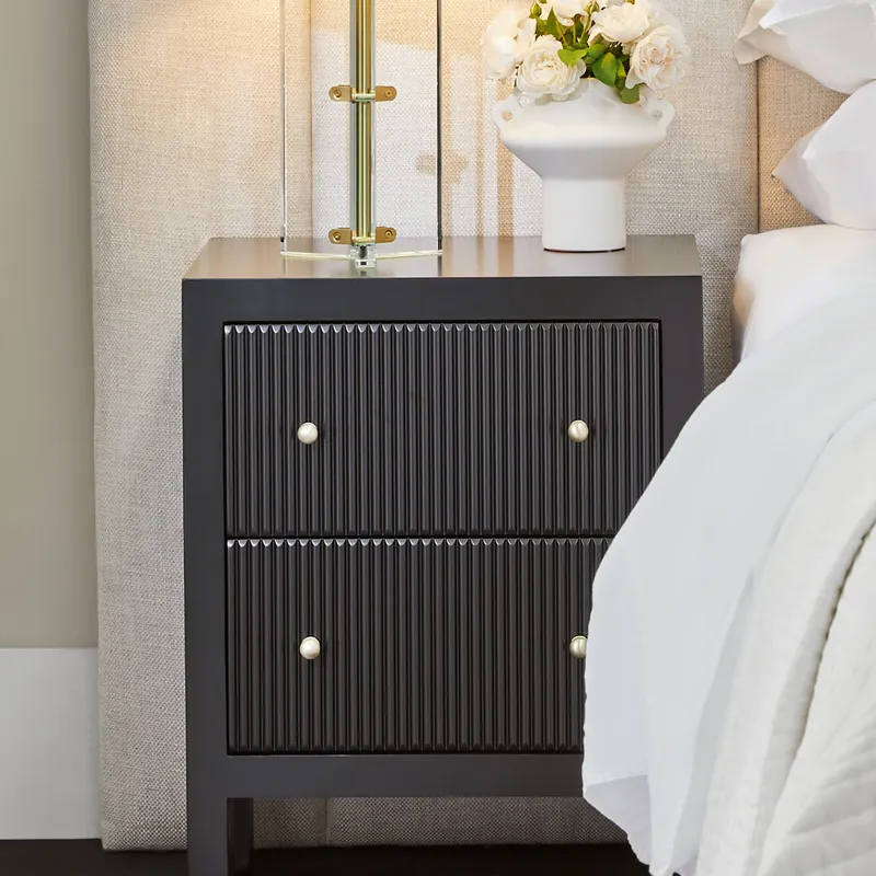 Ariana Bedside Table Small Black, 50cm W x 40cm D x 65cm H (RRP $1155) - Image 2