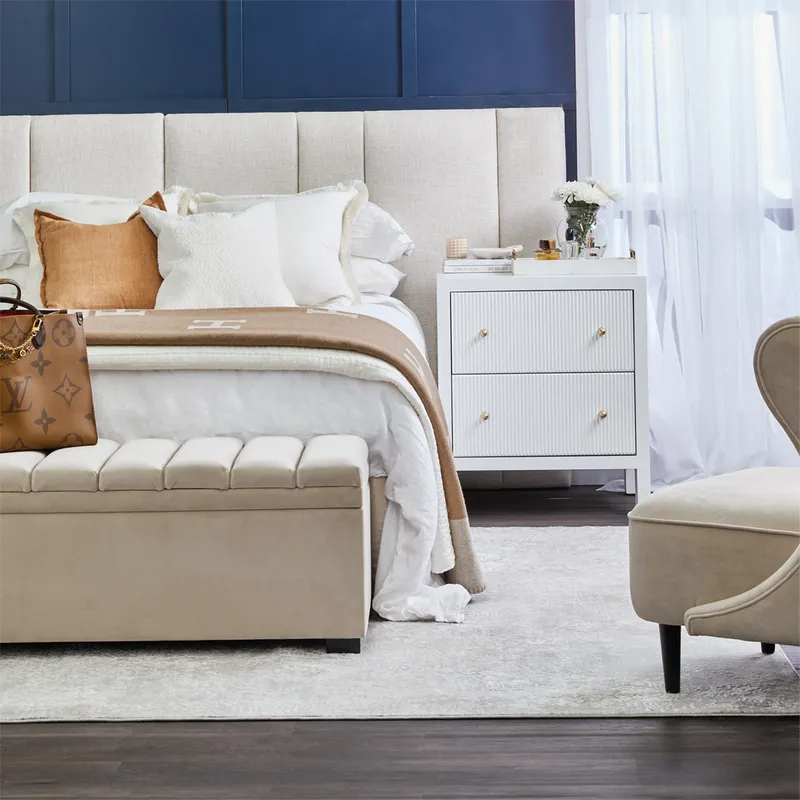 Ariana Bedside Table Large White, 67cm W x 50cm D x 76cm H (RRP $1375) - Image 2