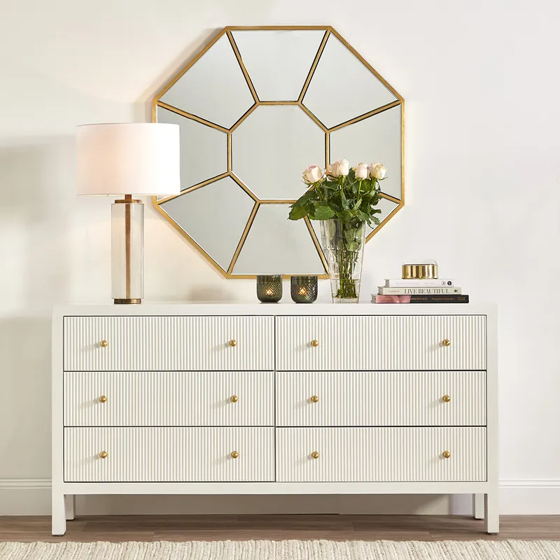 Ariana 6 Drawer Chest White, 160cm W x 40cm D x 83cm H (RRP $2849) - Image 2