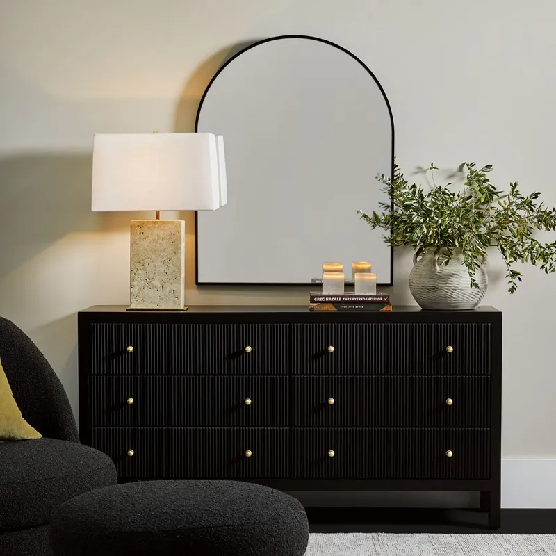 Ariana 6 Drawer Chest Black, 160cm W x 40cm D x 83cm H (RRP $2849) - Image 2