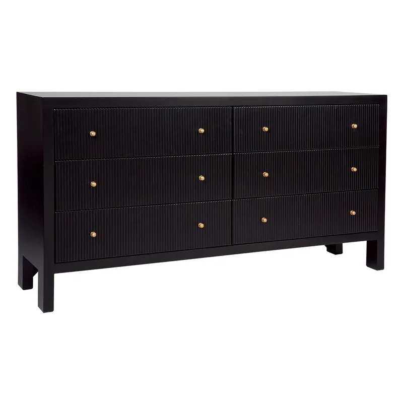 Ariana 6 Drawer Chest Black, 160cm W x 40cm D x 83cm H (RRP $2849) - Image 3