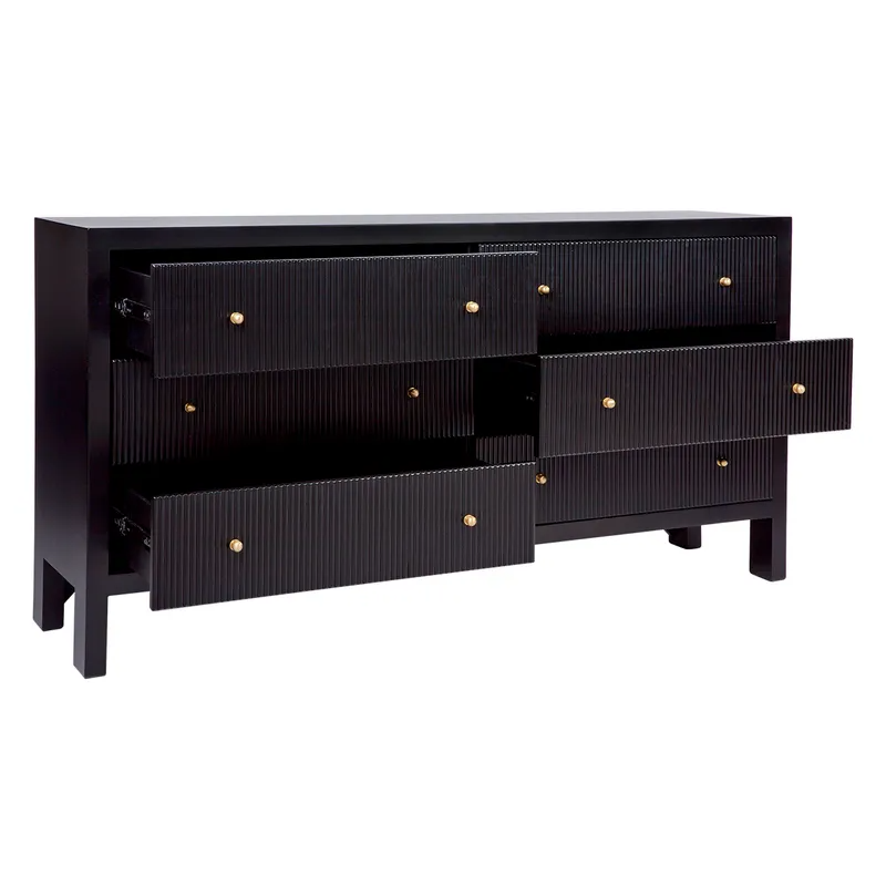 Ariana 6 Drawer Chest Black, 160cm W x 40cm D x 83cm H (RRP $2849) - Image 4
