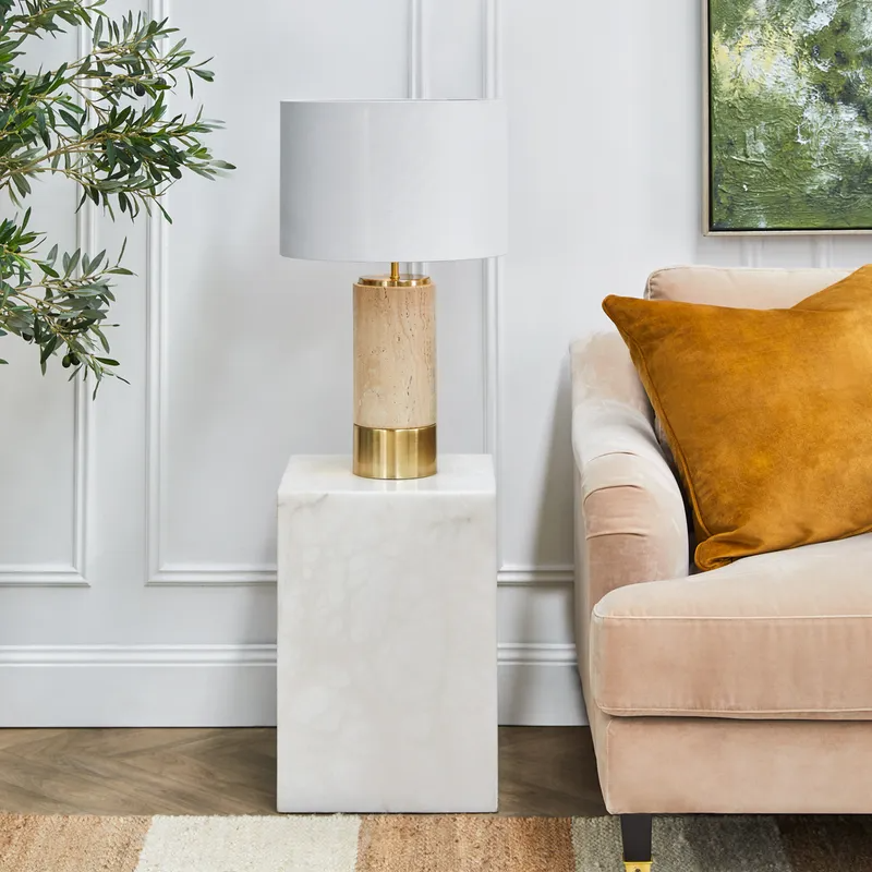 Hendrix Alabaster Side Table, 35cm W x 35cm D x 50cm H (RRP $1397) - Image 2