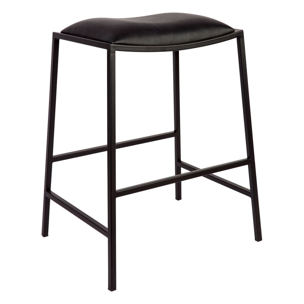 Kai Black Kitchen Stool Black Vegan Leather, 40cm W x 40cm D x 65cm H (RRP $429) - Image 2