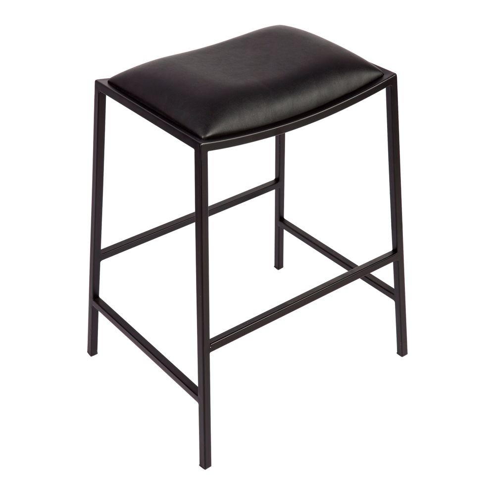 Kai Black Kitchen Stool Black Vegan Leather, 40cm W x 40cm D x 65cm H (RRP $429) - Image 3