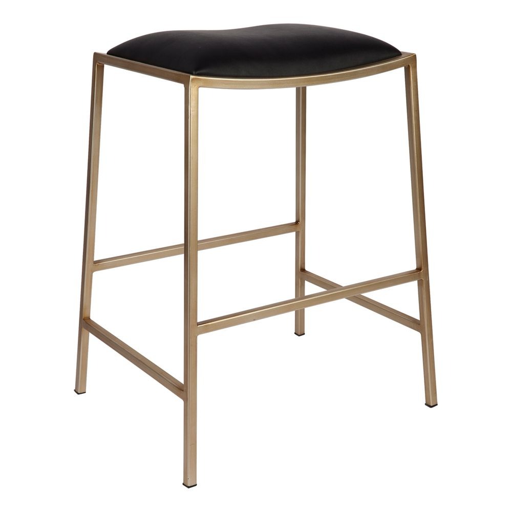 Kai Gold Kitchen Stool Black Vegan Leather, 40cm W x 40cm D x 65cm H (RRP $429) - Image 2