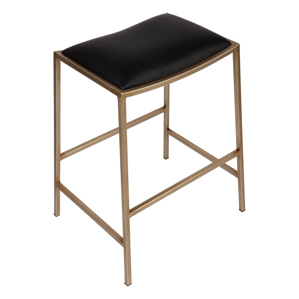 Kai Gold Kitchen Stool Black Vegan Leather, 40cm W x 40cm D x 65cm H (RRP $429) - Image 3