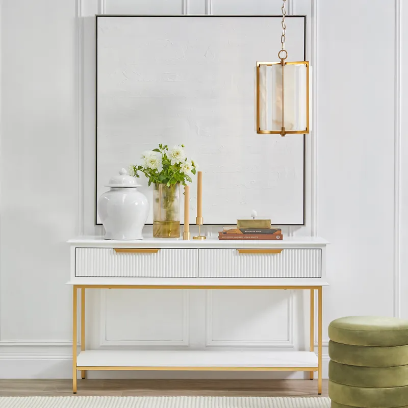 Aimee Console Table Small White, 140cm W x 45cm D x 81cm H (RRP $1881) - Image 2