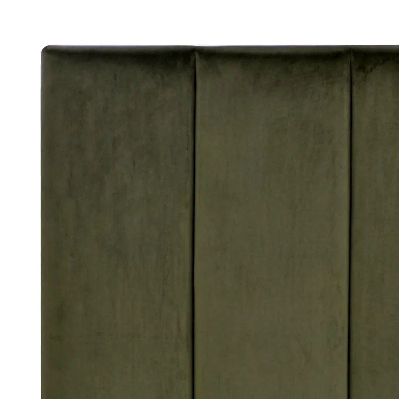 Soho Queen Bedhead Olive Velvet, 165cm W x 10cm D x 140cm H (RRP $1199) - Image 4
