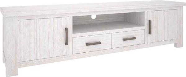 CLEARANCE "Seaforth" Solid Hardwood Timber Entertainment TV Unit Whitewash, 220cmW x 45cmD x 57.5cmH (RRP $1199) - Image 4