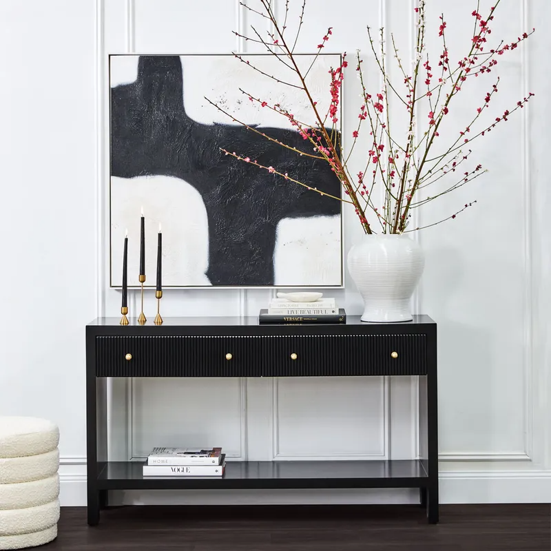 Ariana Console Table Black, 140cm W x 40cm D x 80cm H (RRP $2079) - Image 2