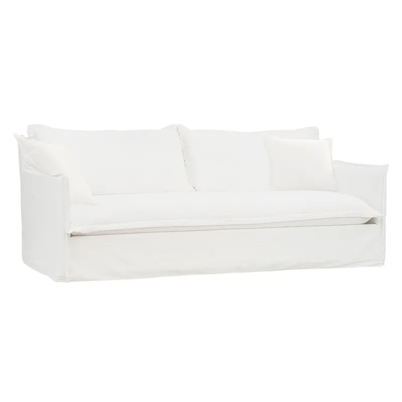 Cove 3 Seater Slip Cover Sofa White Linen, 220cm W x 107cm D x 86cm H (RRP $5049) - Image 3