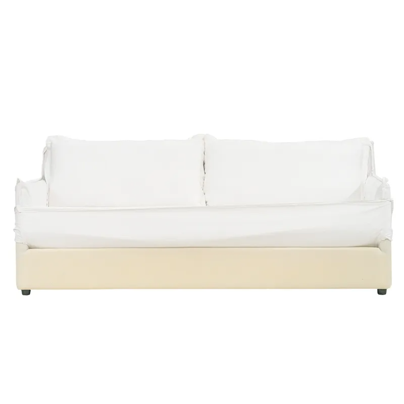 Cove 3 Seater Slip Cover Sofa White Linen, 220cm W x 107cm D x 86cm H (RRP $5049) - Image 4