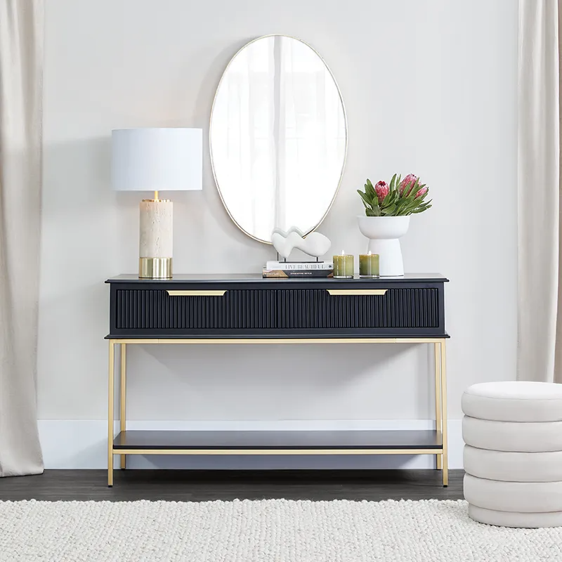 Aimee Console Table Small Black, 140cm W x 45cm D x 81cm H (RRP $1881) - Image 2