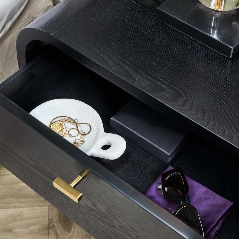 Chisholm Bedside Table Black, 60cm W x 50cm D x 60cm H (RRP $1859) - Image 4