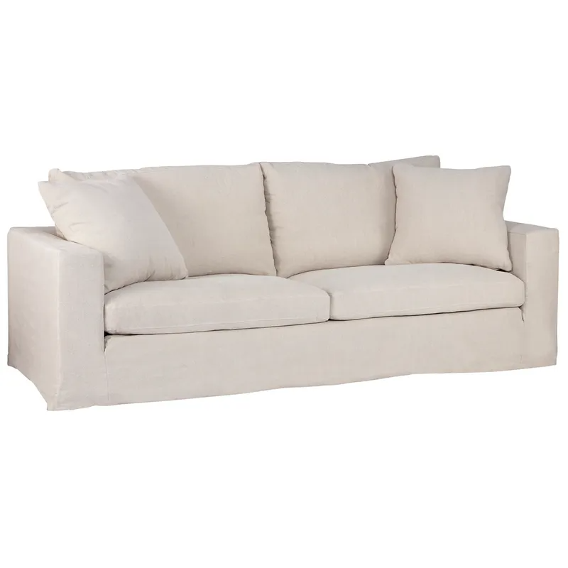 Bungalow 3 Seater Slip Cover Sofa Natural Linen, 233cm W x 100cm D x 82cm H (RRP $6325) - Image 3