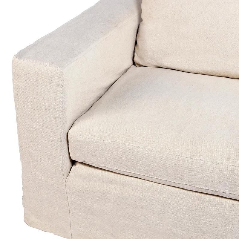 Bungalow 3 Seater Slip Cover Sofa Natural Linen, 233cm W x 100cm D x 82cm H (RRP $6325) - Image 4