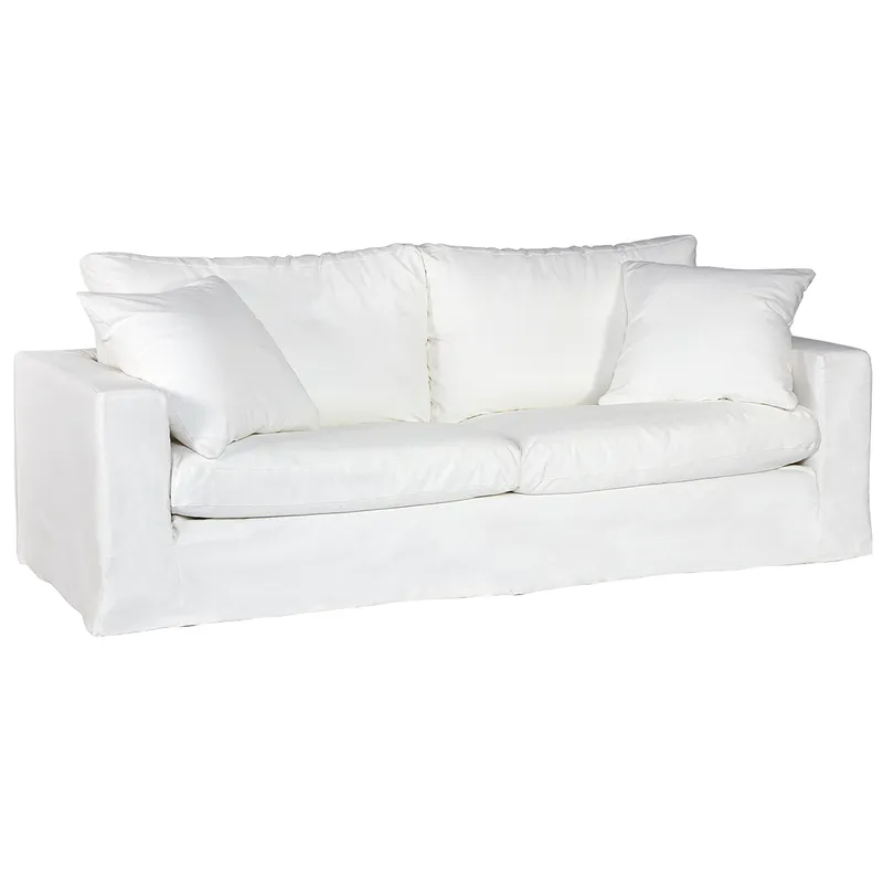 Bungalow 3 Seater Slip Cover Sofa White Cotton, 233cm W x 100cm D x 82cm H (RRP $6325) - Image 2