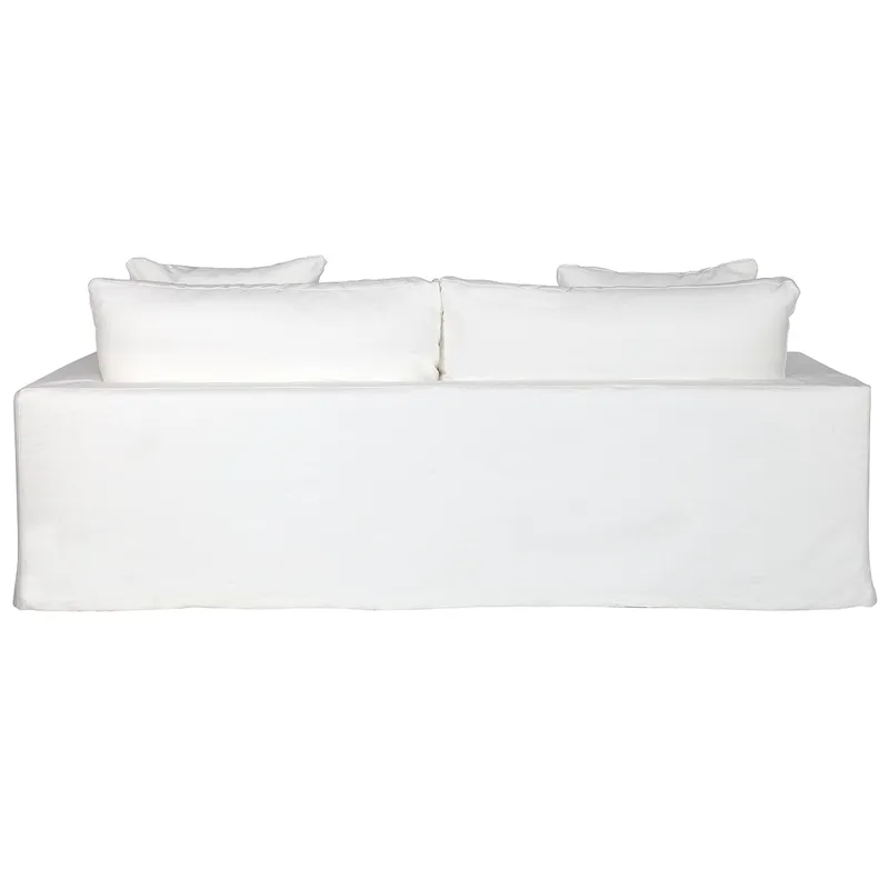 Bungalow 3 Seater Slip Cover Sofa White Cotton, 233cm W x 100cm D x 82cm H (RRP $6325) - Image 4