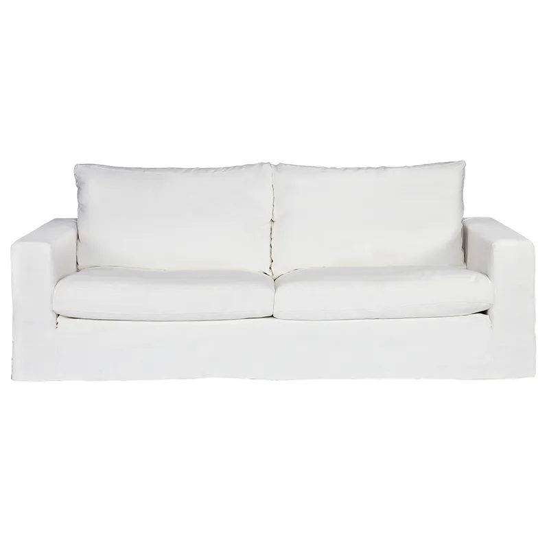 Bungalow 3 Seater Slip Cover Sofa White Cotton, 233cm W x 100cm D x 82cm H (RRP $6325) - Image 7