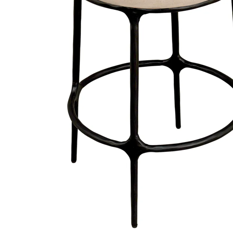 Heston Black Kitchen Stool Natural Linen, 40cm W x 40cm D x 65cm H (RRP $1089) - Image 5