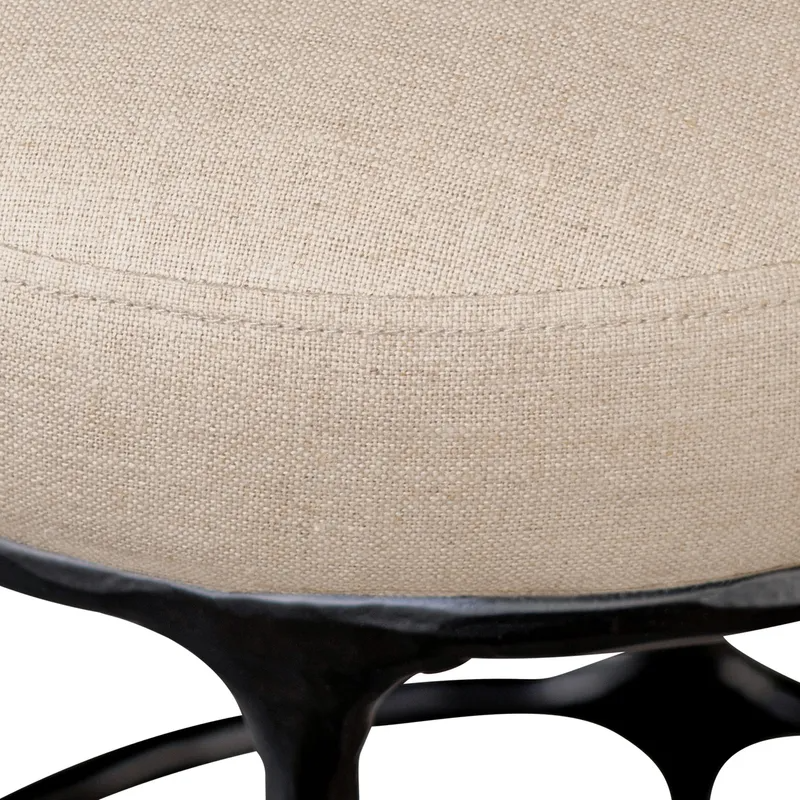 Heston Black Kitchen Stool Natural Linen, 40cm W x 40cm D x 65cm H (RRP $1089) - Image 6