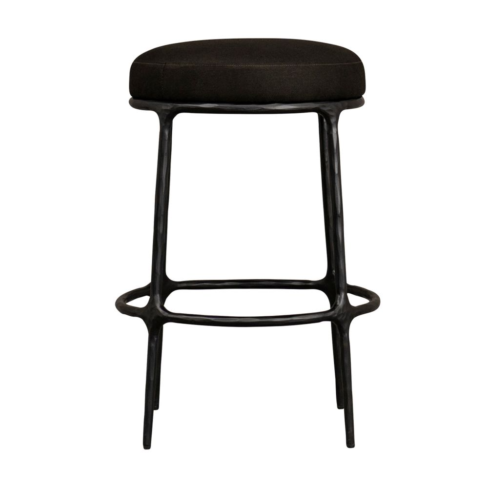 Heston Black Kitchen Stool Black Linen, 59cm W x 46.5cm D x 99cm H (RRP $1089) - Image 3