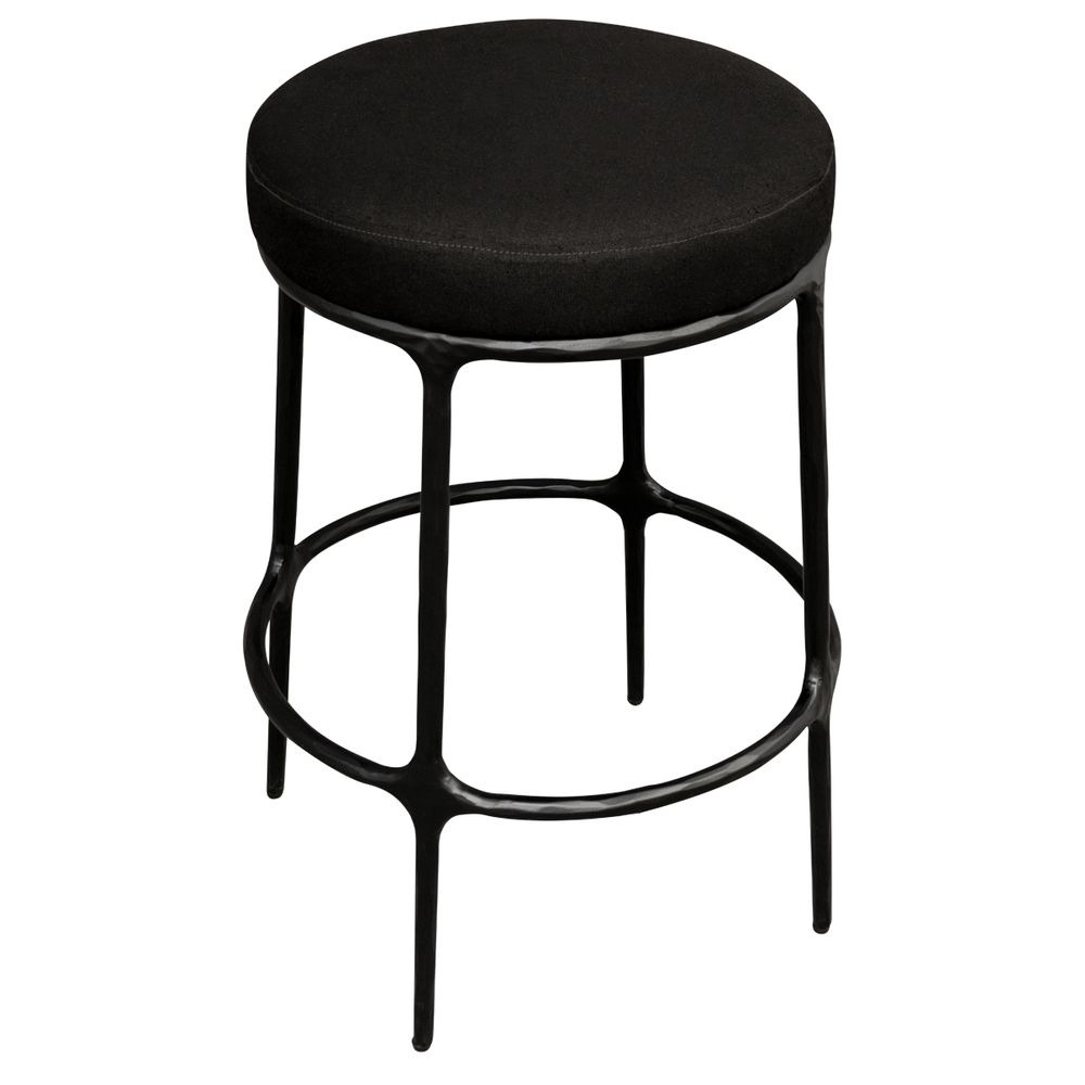 Heston Black Kitchen Stool Black Linen, 59cm W x 46.5cm D x 99cm H (RRP $1089) - Image 4