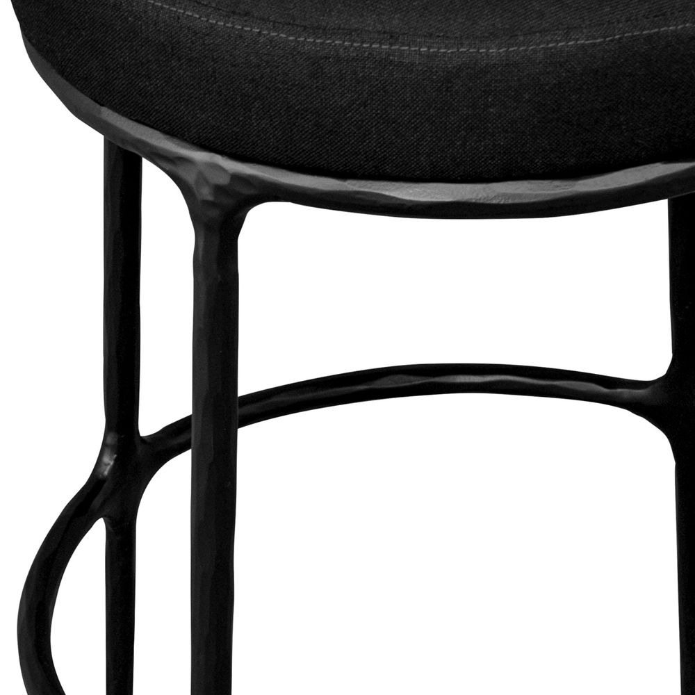 Heston Black Kitchen Stool Black Linen, 59cm W x 46.5cm D x 99cm H (RRP $1089) - Image 5