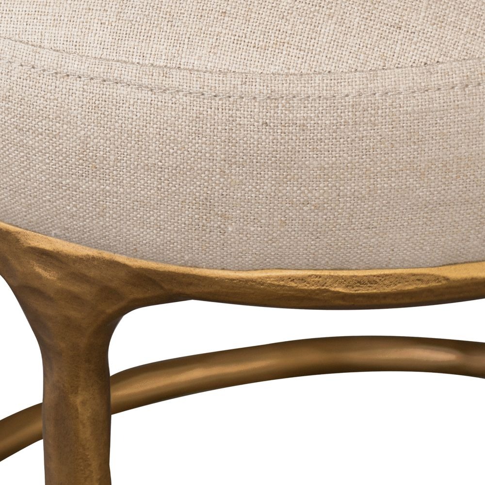 Heston Brass Kitchen Stool Natural Linen, 57.50cm W x 45cm D x 75cm H (RRP $1089) - Image 6